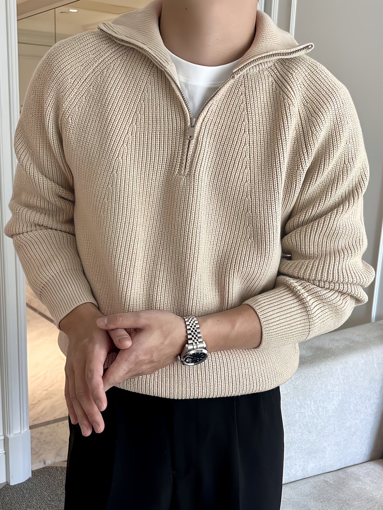 Men's Zip-Up Knit Sweater
