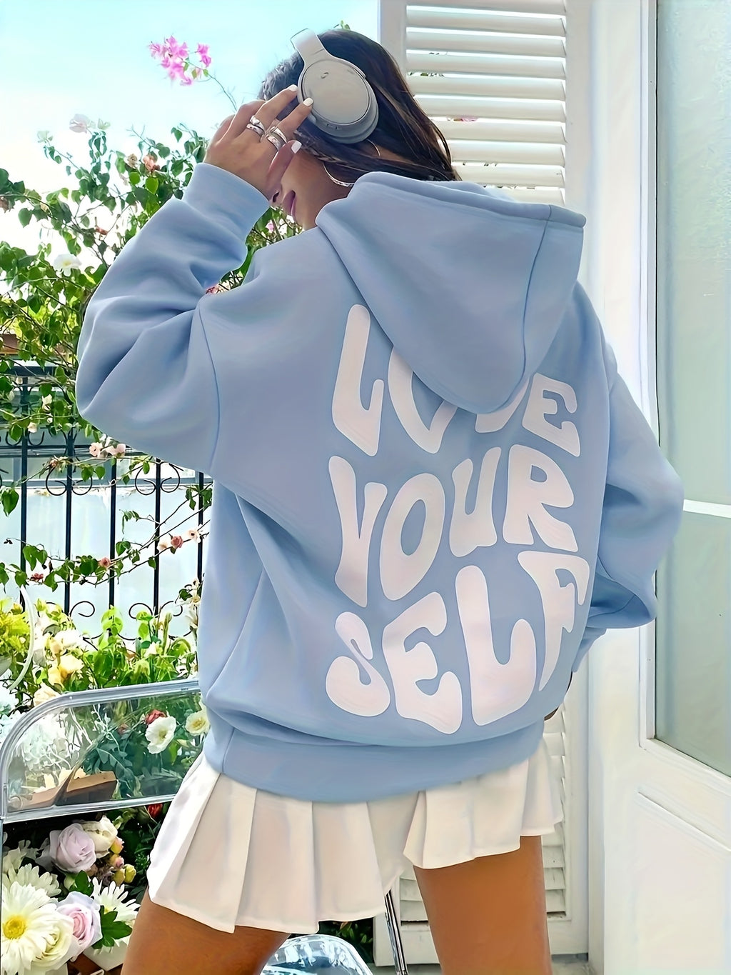 Letter Print Oversized Hoodie
