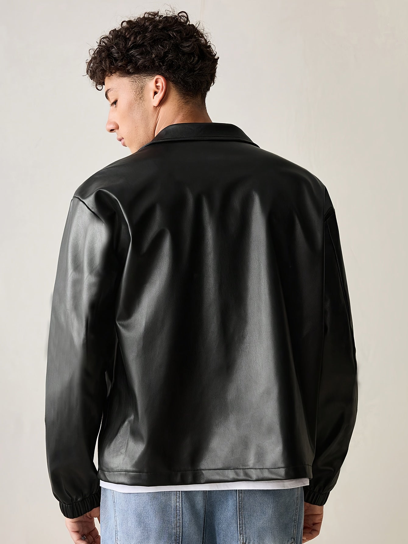 Men's Faux Leather Bomber Jacket