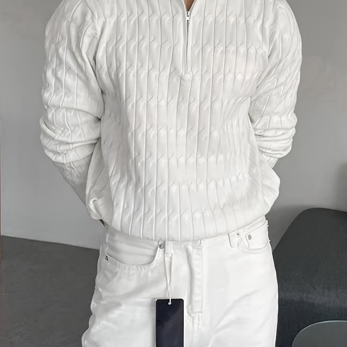 Men's Textured Half-Zip Sweater