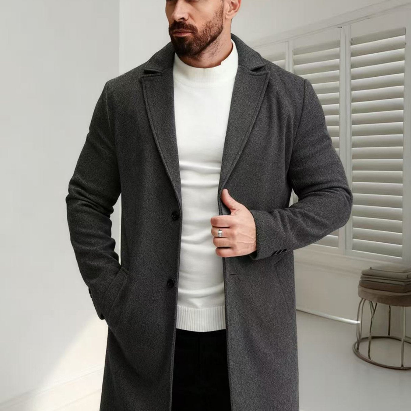 Men's Wool-Blend Overcoat