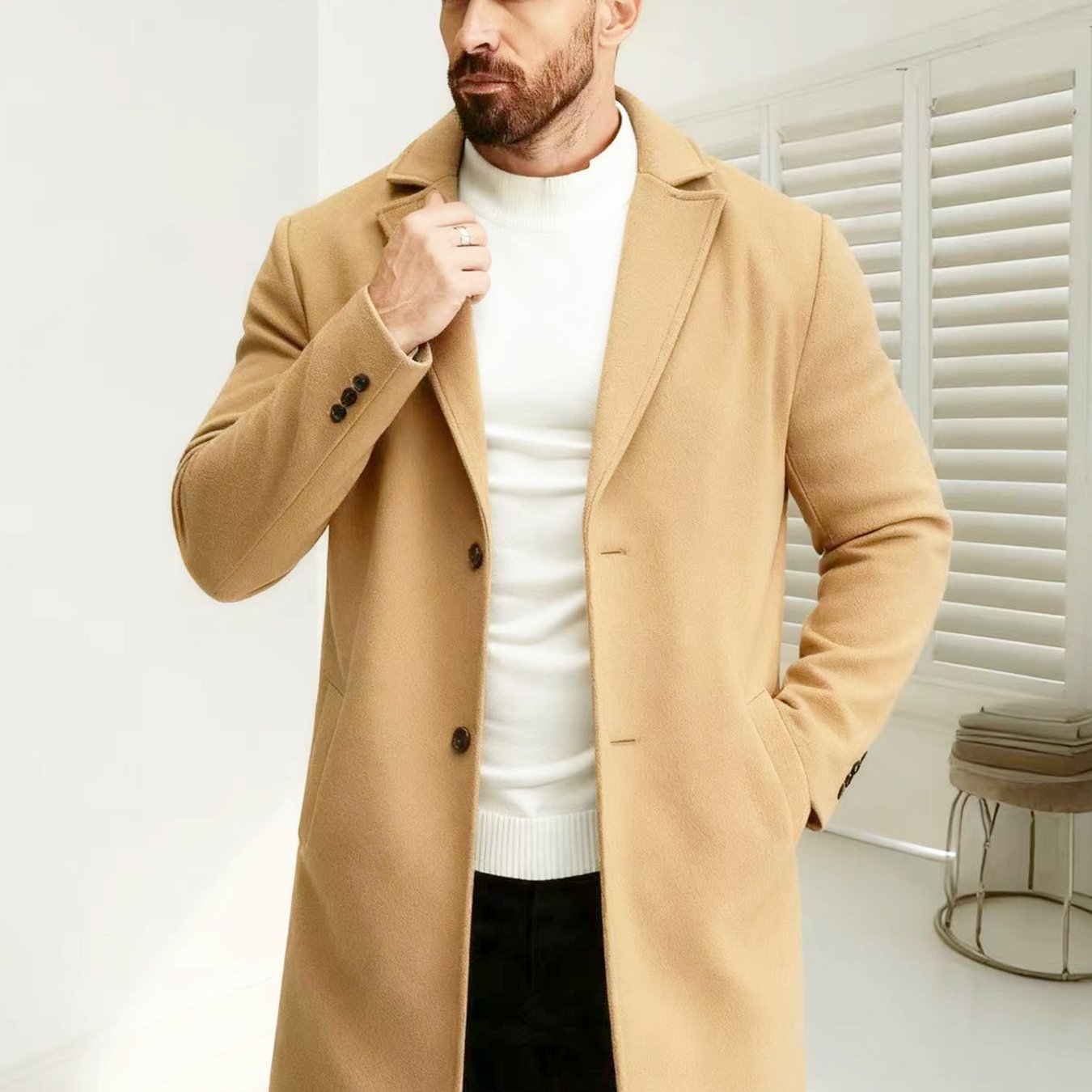 Men's Wool-Blend Overcoat