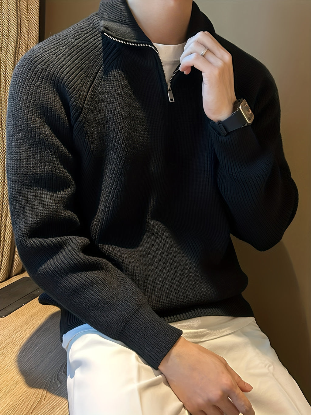 Men's Zip-Up Knit Sweater