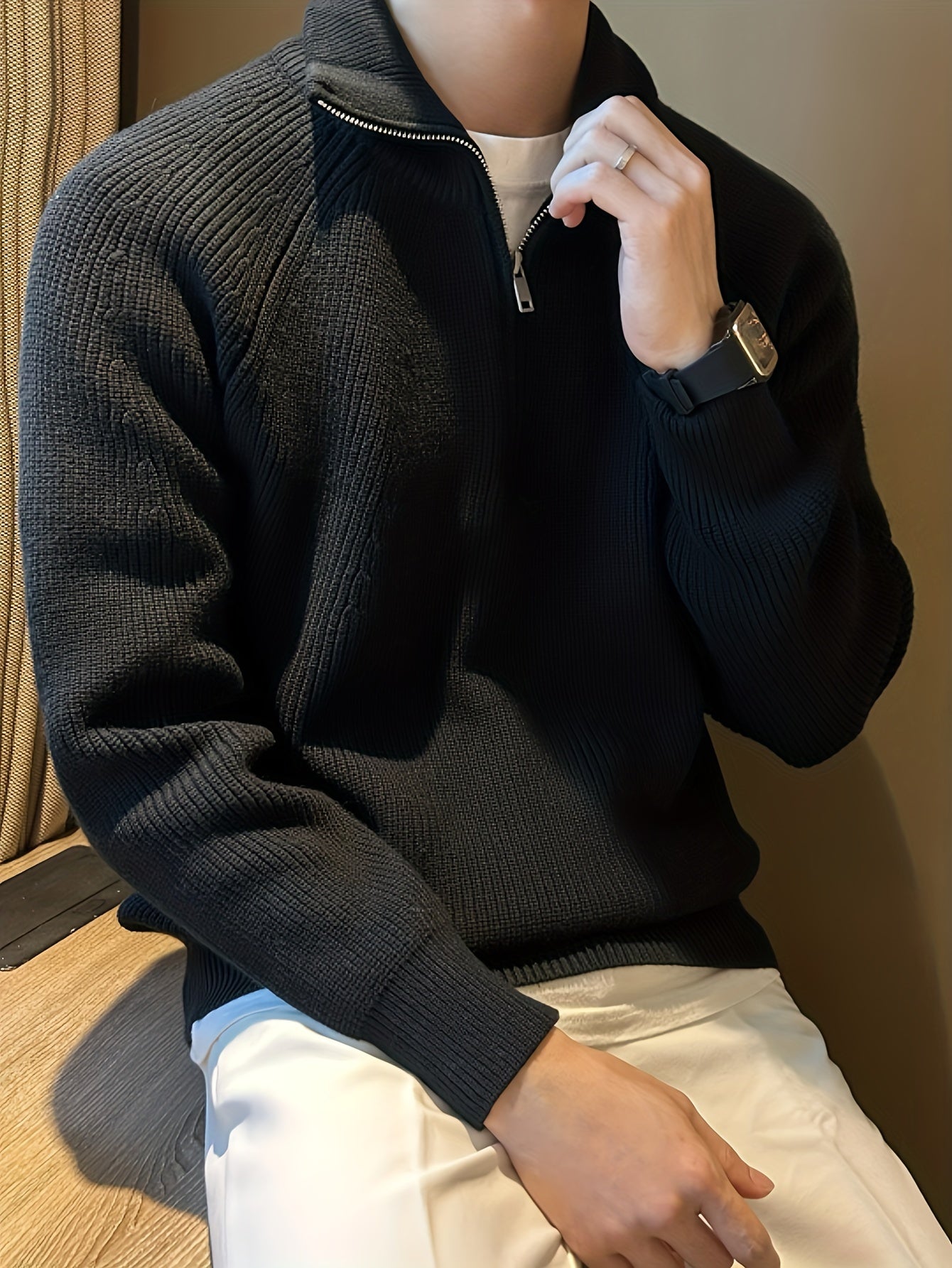 Men's Zip-Up Knit Sweater