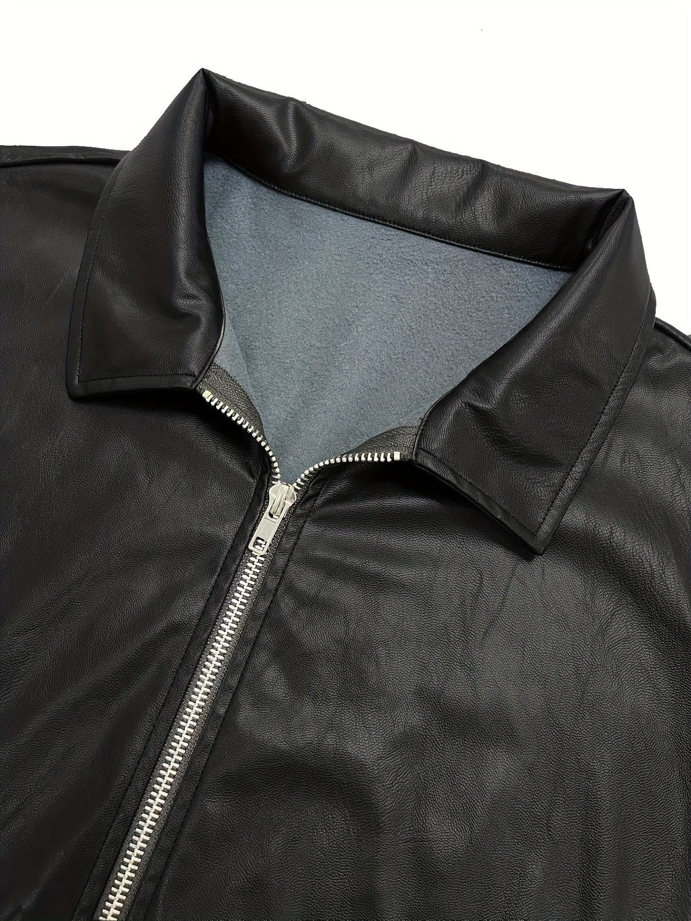 Men's Faux Leather Bomber Jacket