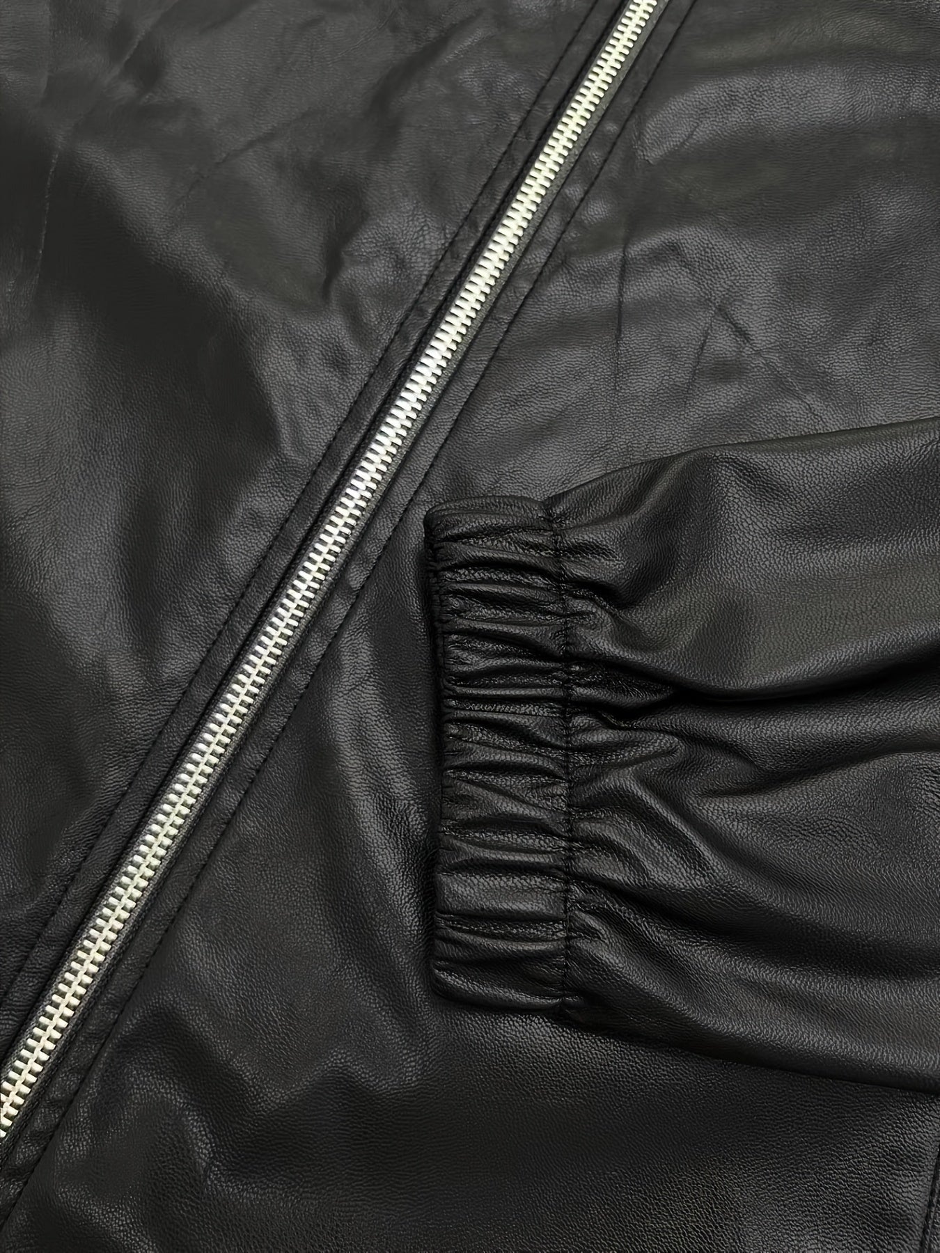 Men's Faux Leather Bomber Jacket