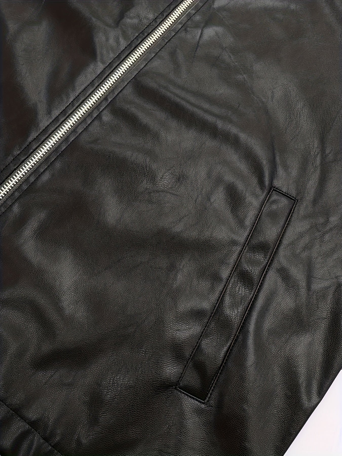 Men's Faux Leather Bomber Jacket