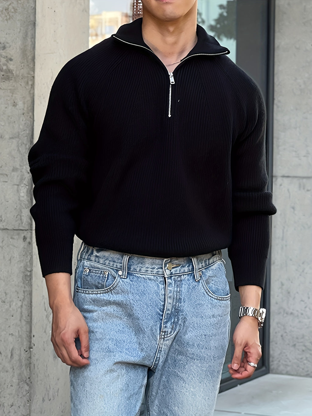 Men's Zip-Up Knit Sweater