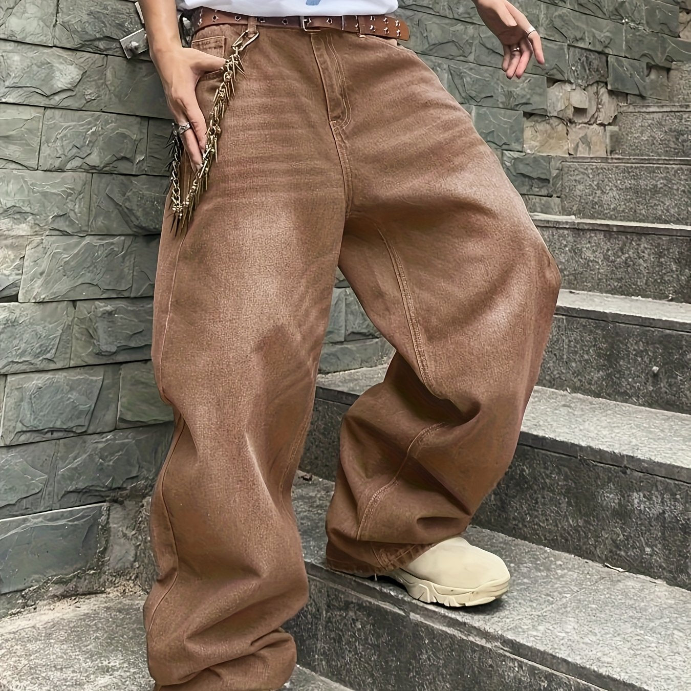 Retro Loose-Fit Faux Denim