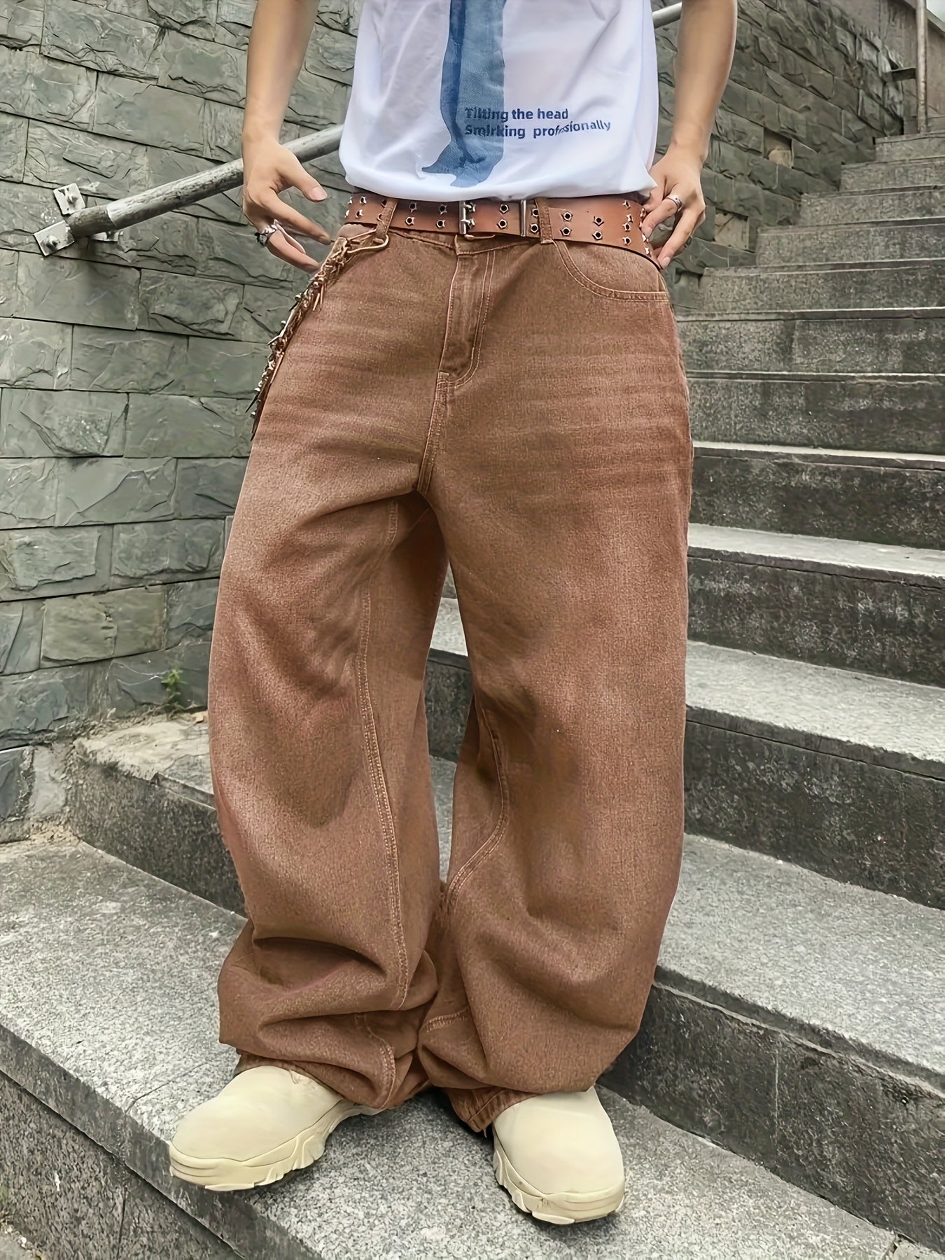 Retro Loose-Fit Faux Denim