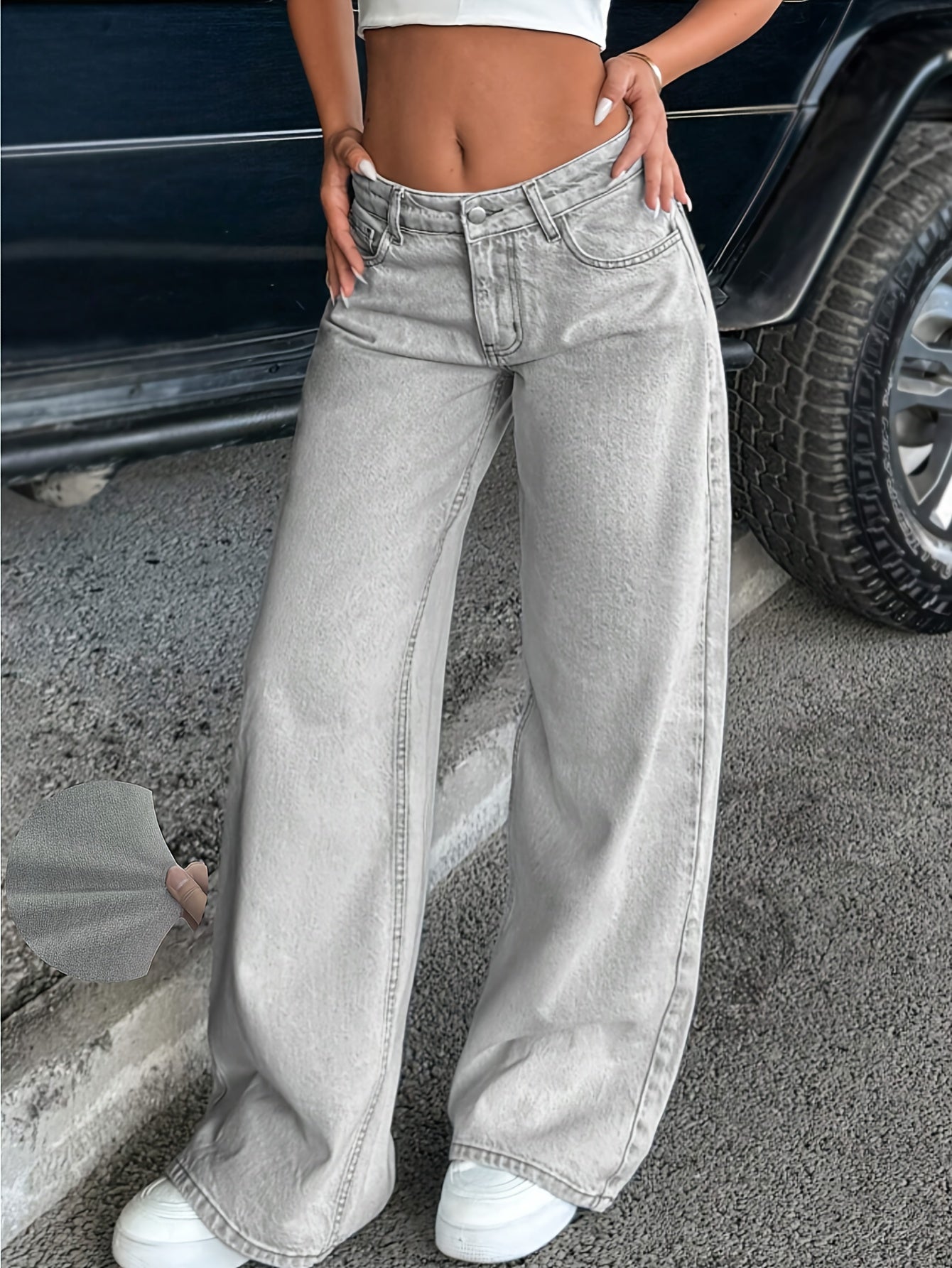 Women's Snow Wash Wide-Leg Jeans