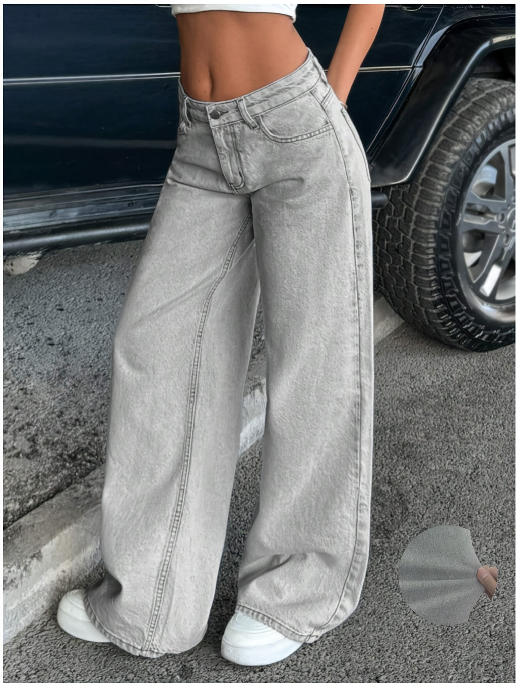 Women's Snow Wash Wide-Leg Jeans