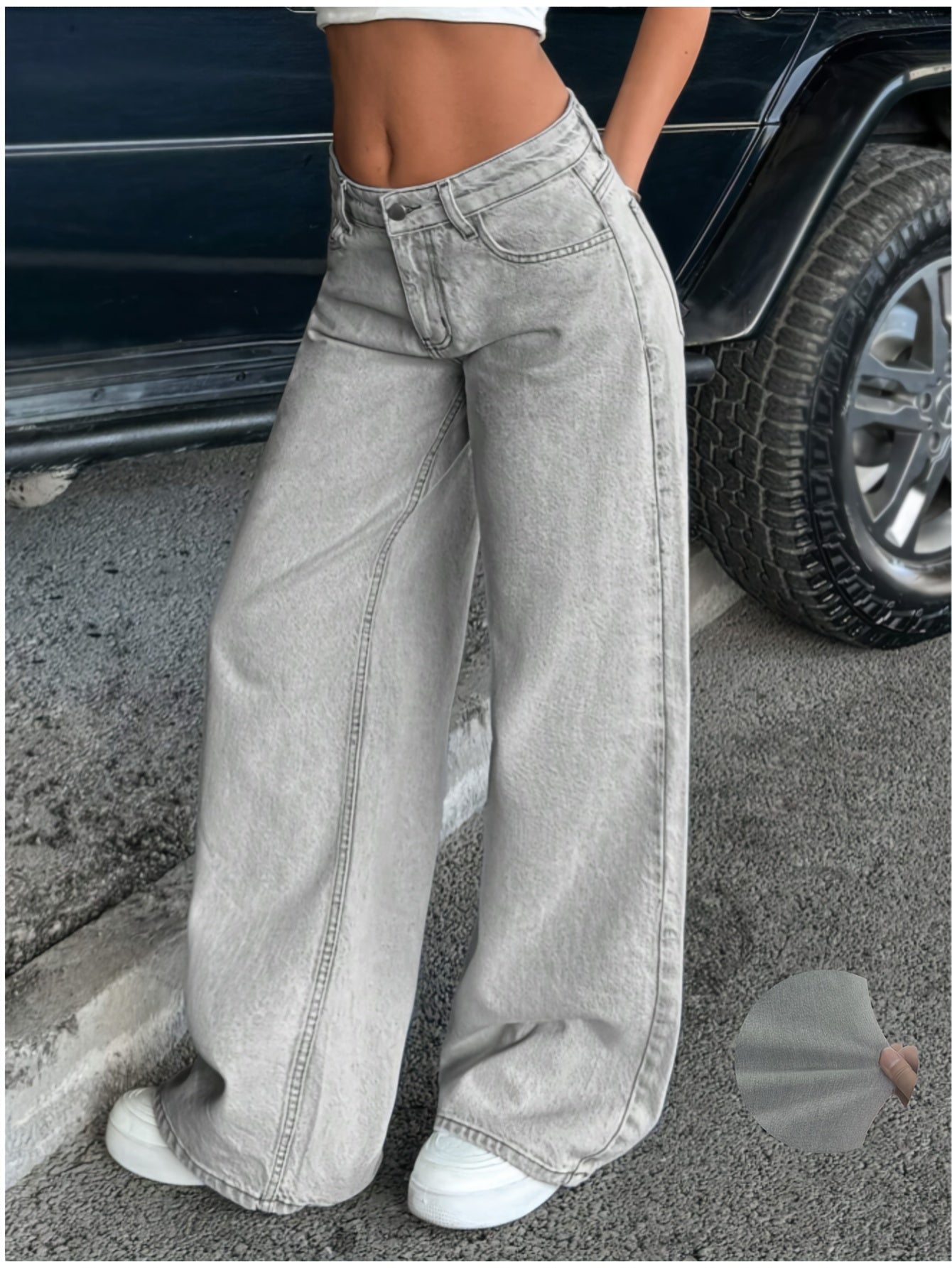 Women's Snow Wash Wide-Leg Jeans