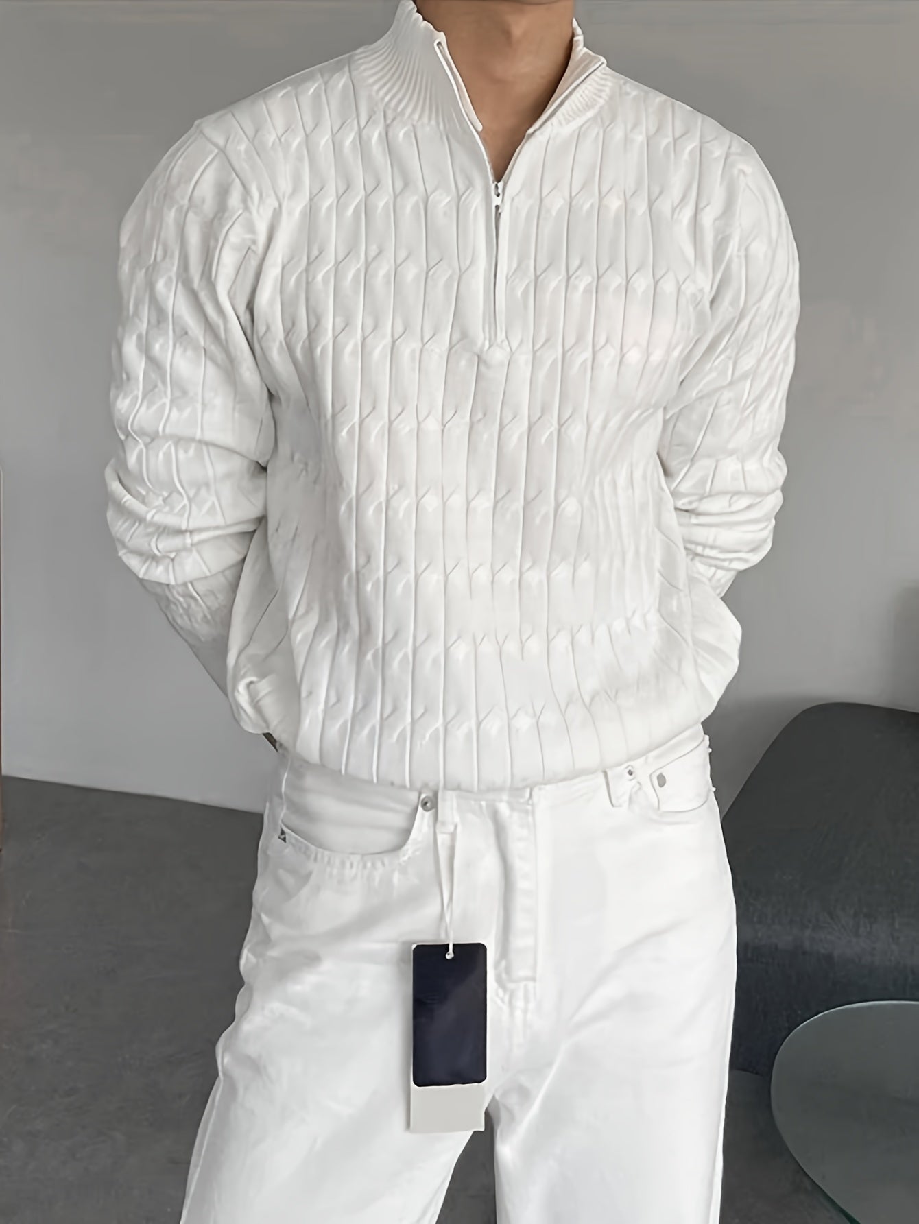 Men's Textured Half-Zip Sweater