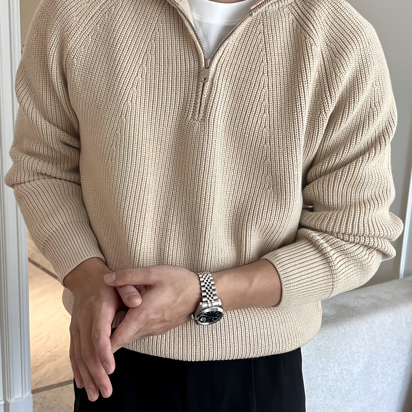 Men's Zip-Up Knit Sweater