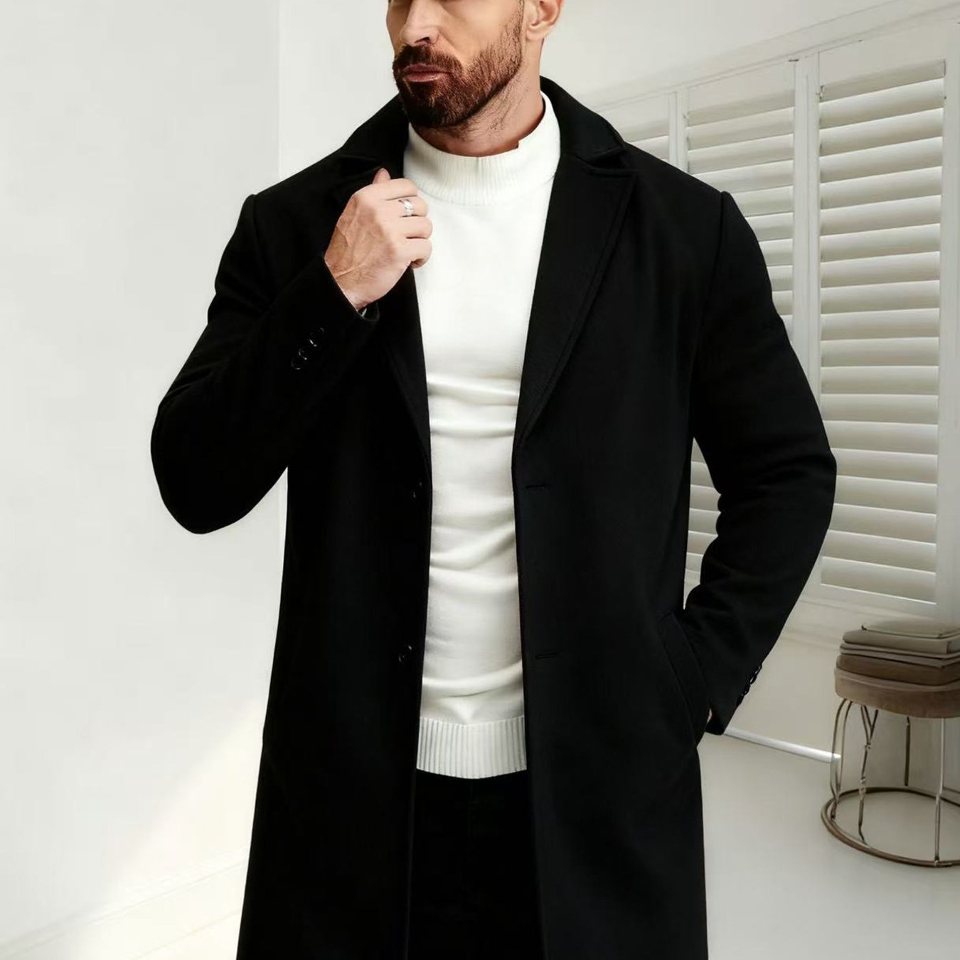 Men's Wool-Blend Overcoat