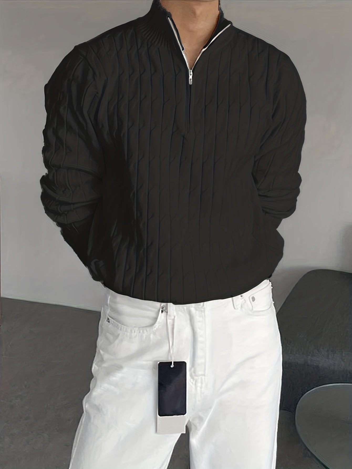 Men's Textured Half-Zip Sweater