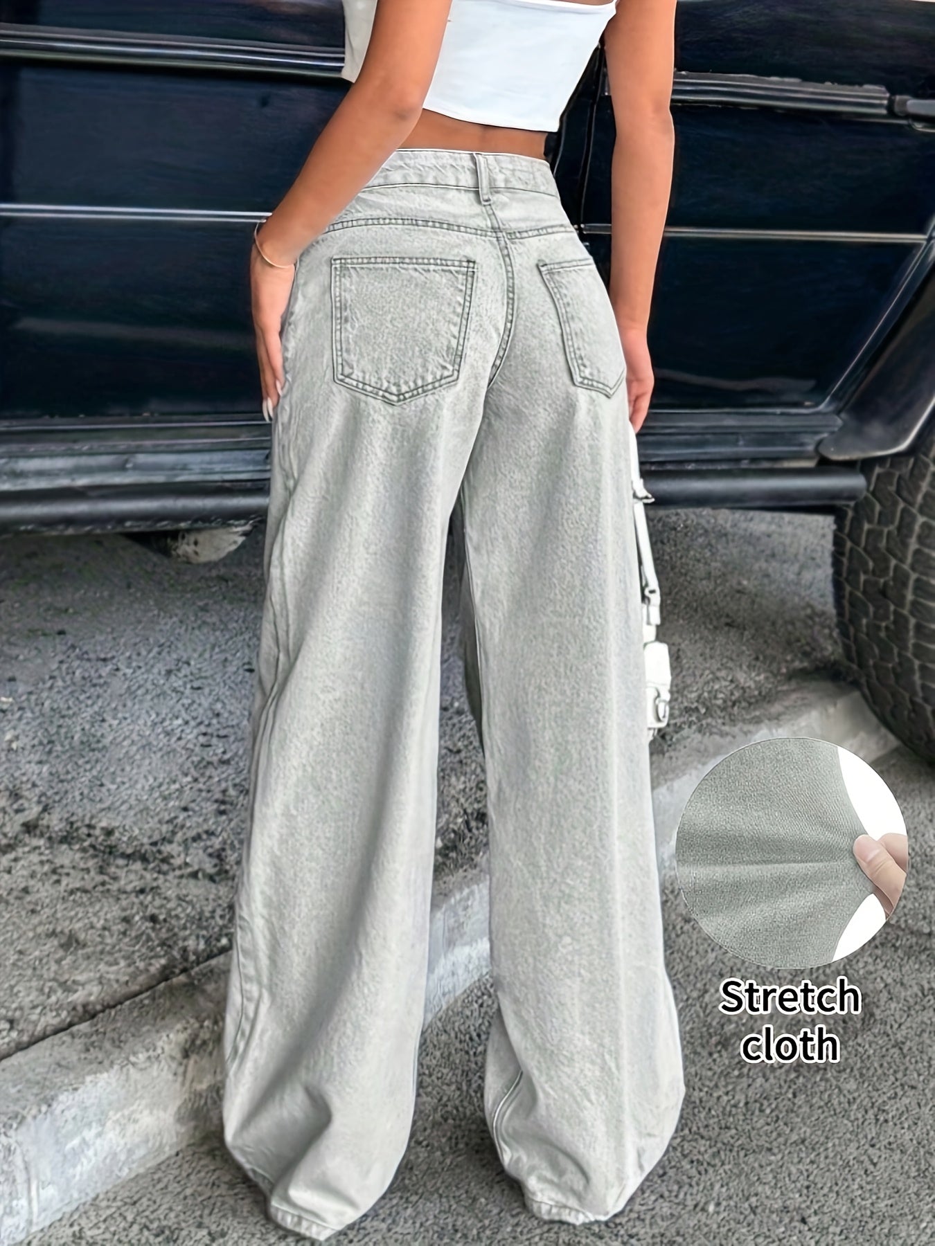 Women's Snow Wash Wide-Leg Jeans