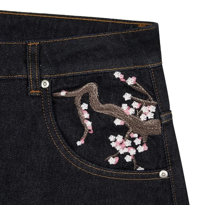 Cherry Blossom Embroidered Jeans