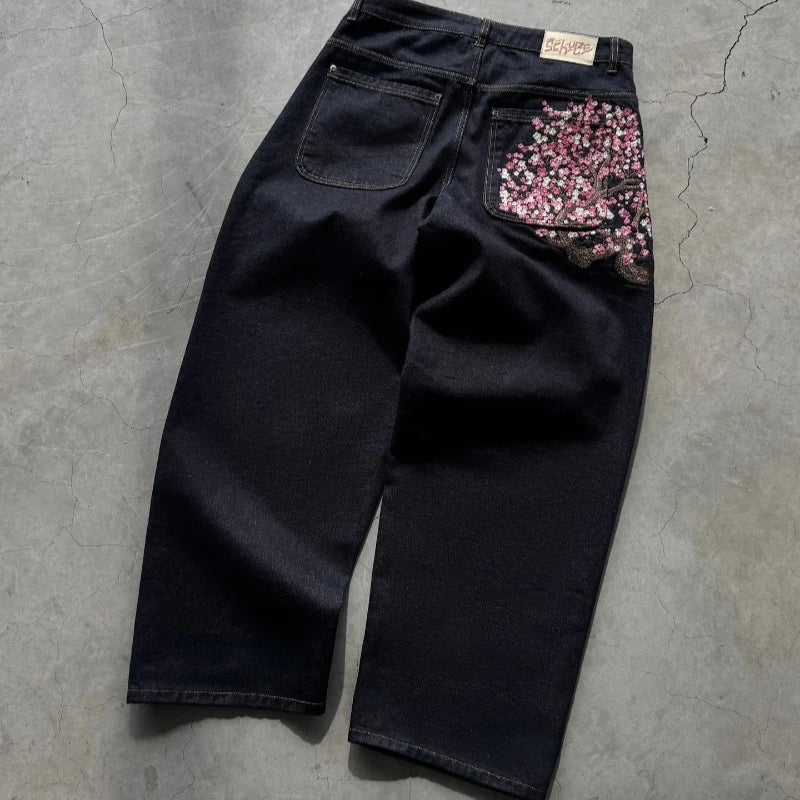 Cherry Blossom Embroidered Jeans