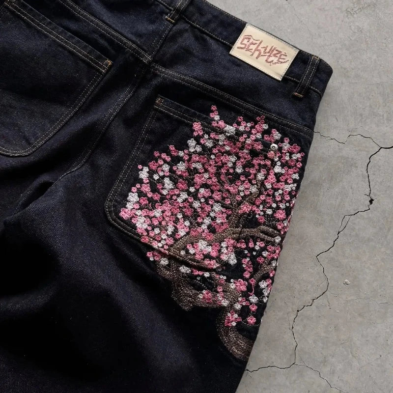 Cherry Blossom Embroidered Jeans