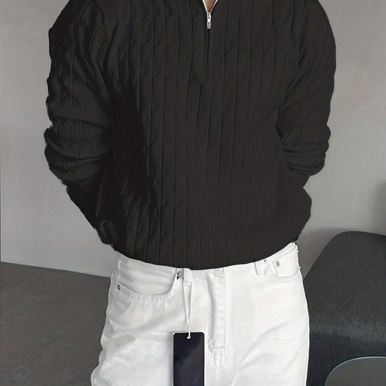 Men's Textured Half-Zip Sweater