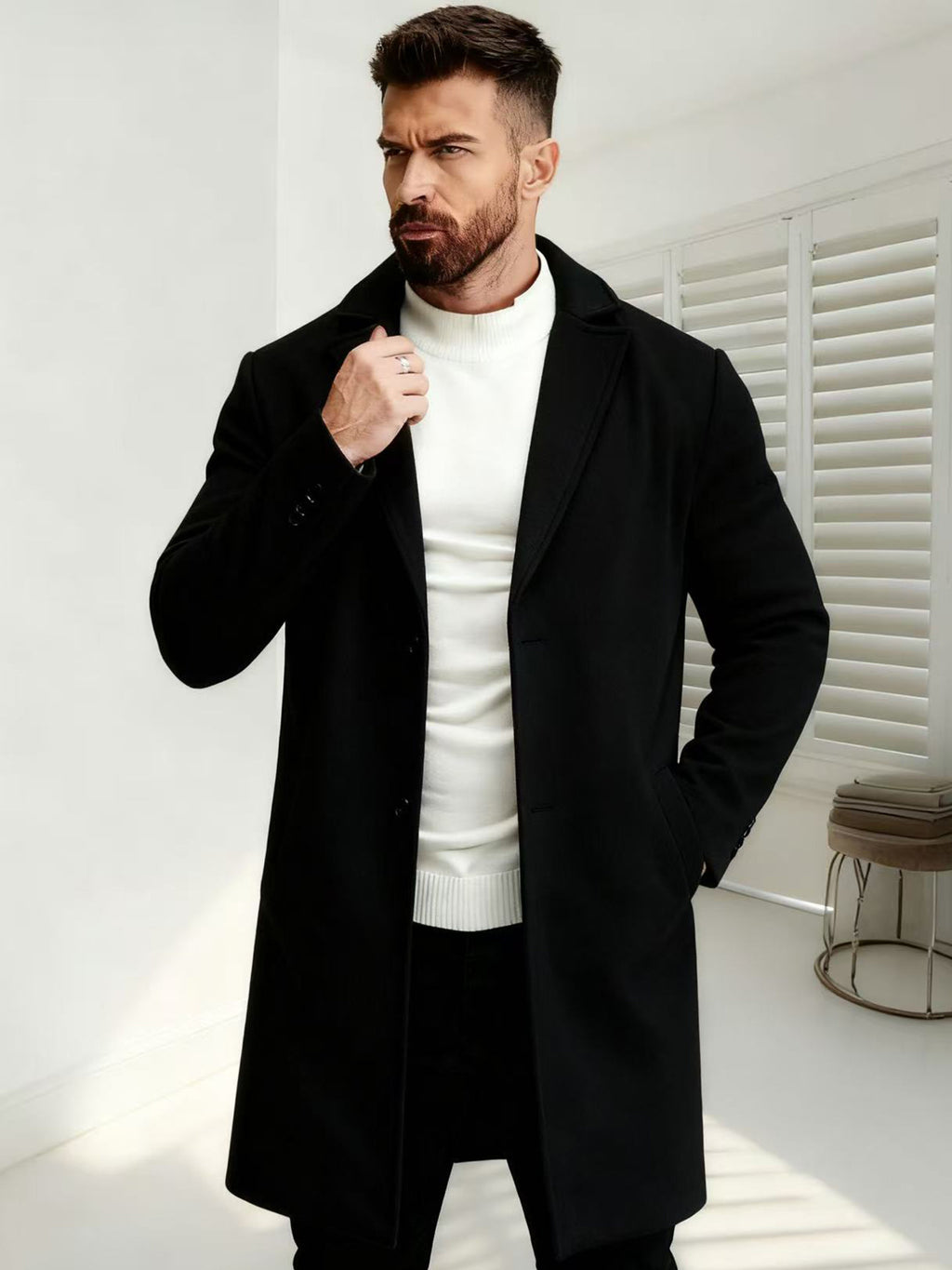 Men's Wool-Blend Overcoat