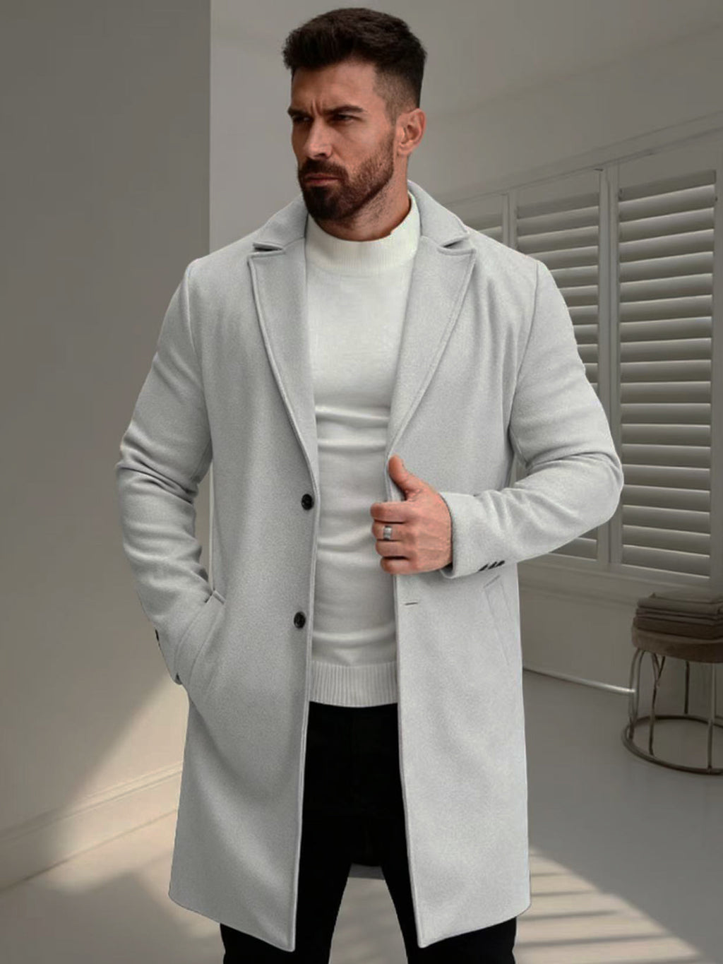 Men's Wool-Blend Overcoat