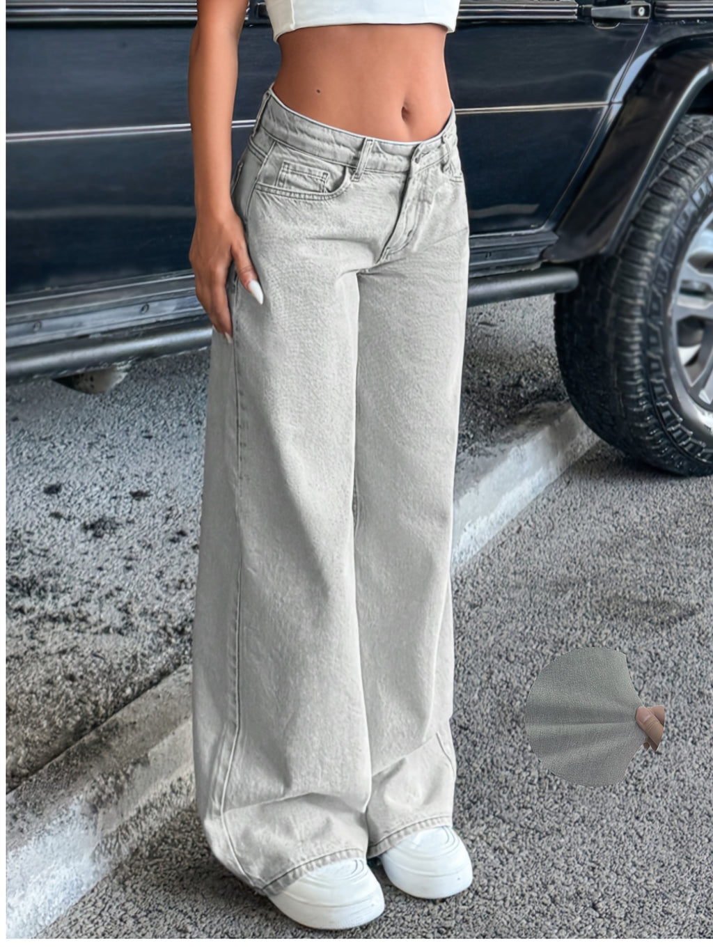 Women's Snow Wash Wide-Leg Jeans