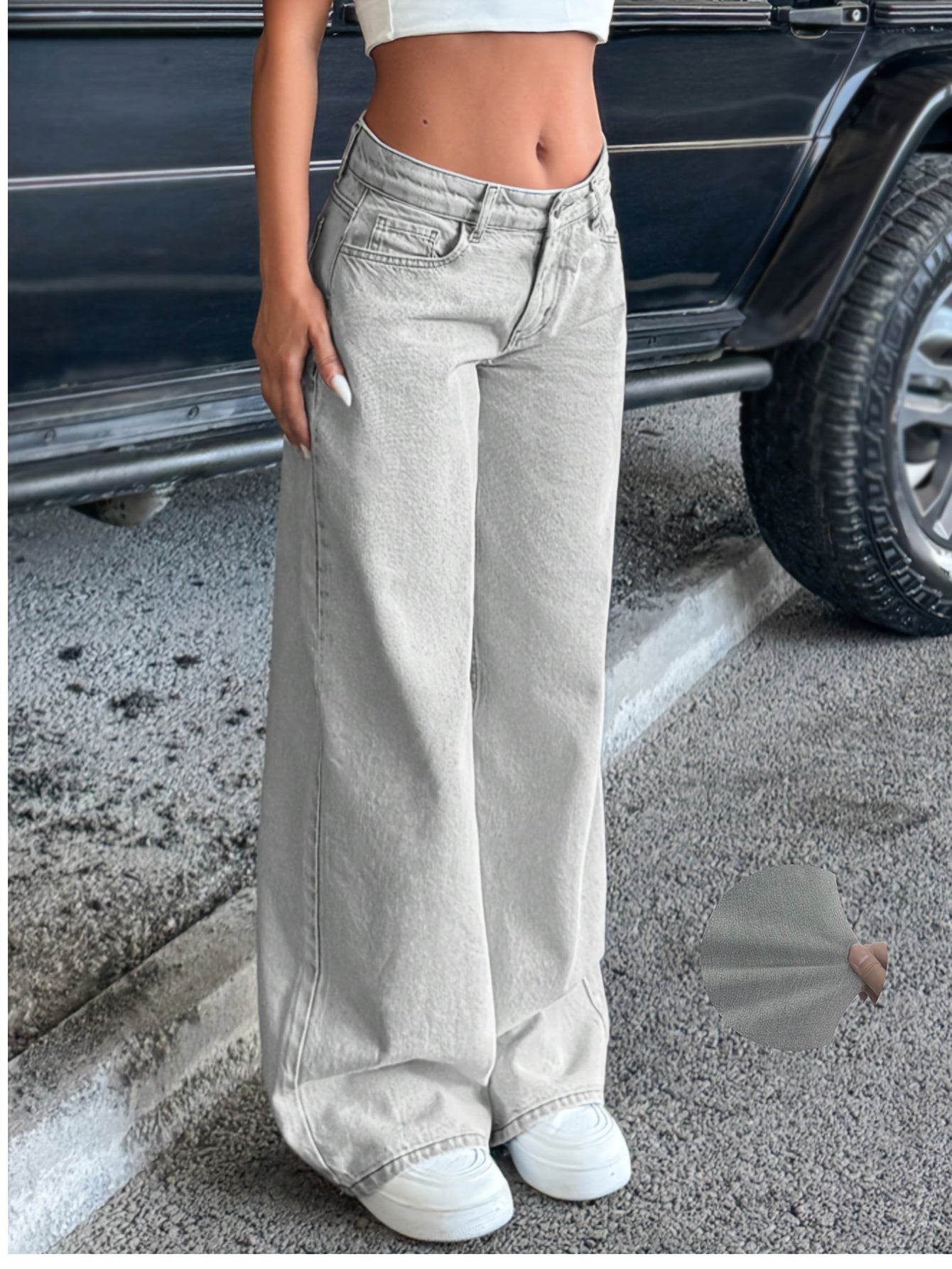 Women's Snow Wash Wide-Leg Jeans