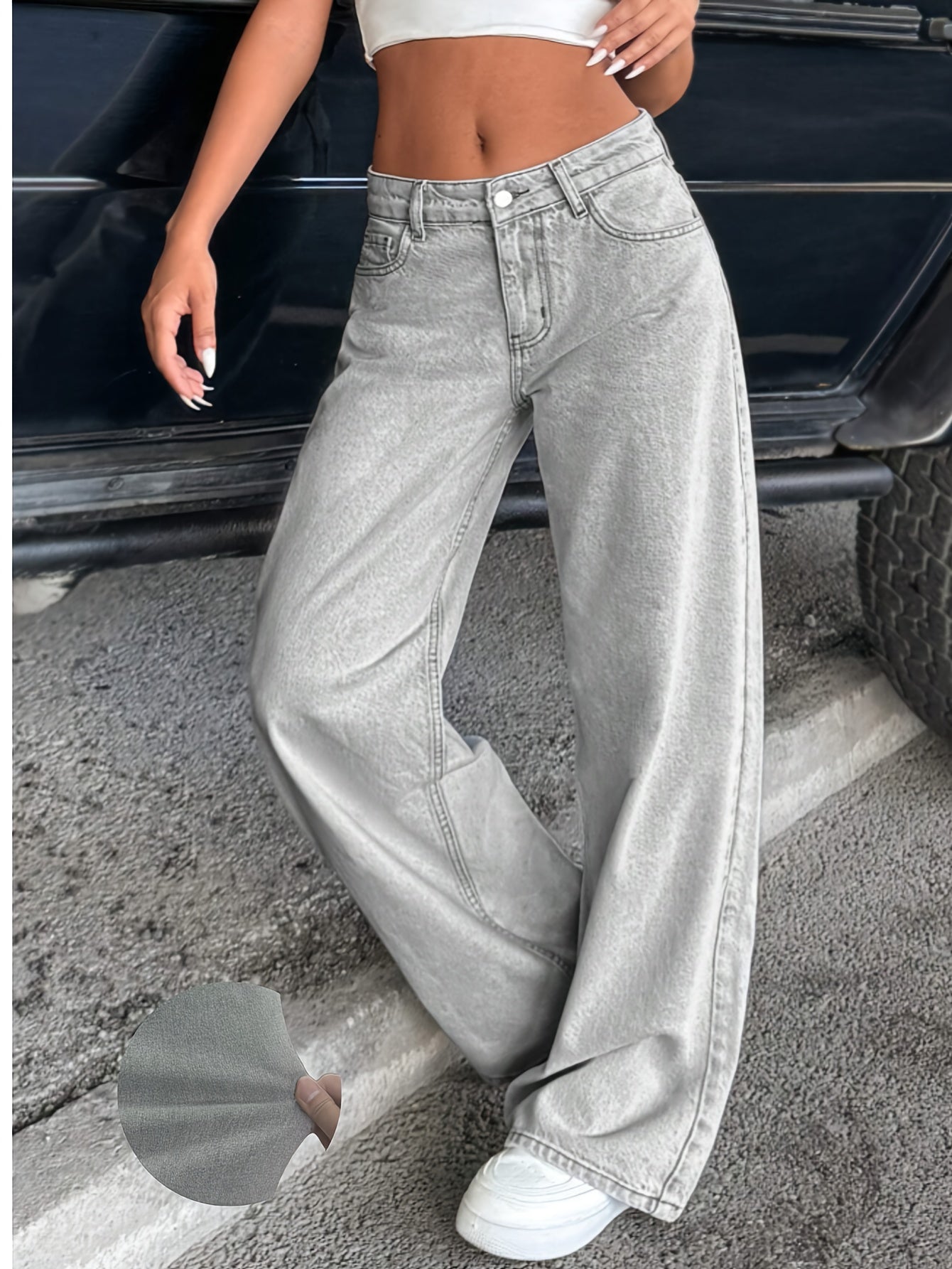 Women's Snow Wash Wide-Leg Jeans