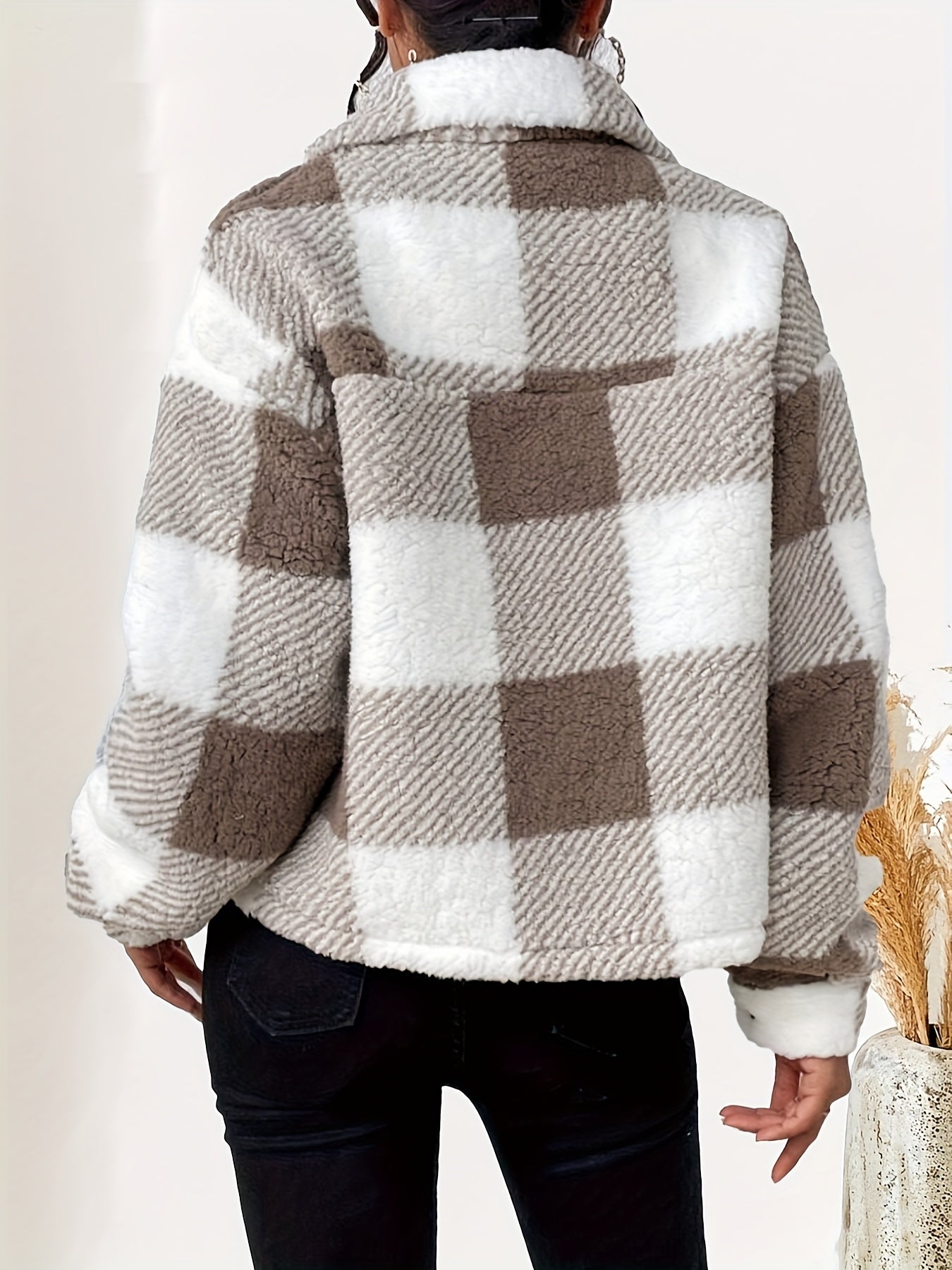 Women's Plush Plaid Jacket