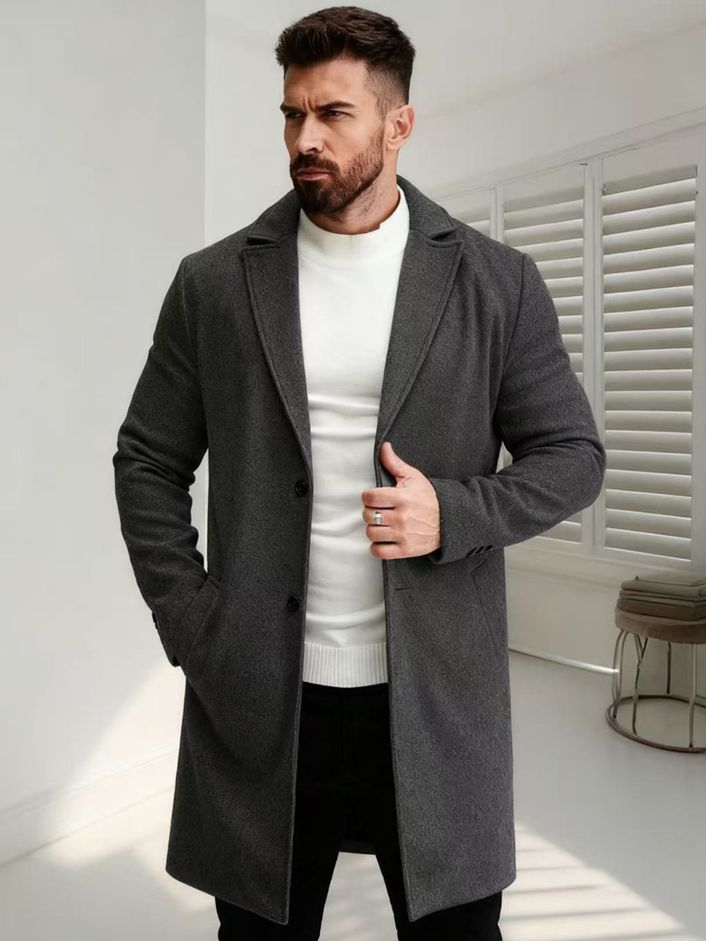 Men's Wool-Blend Overcoat