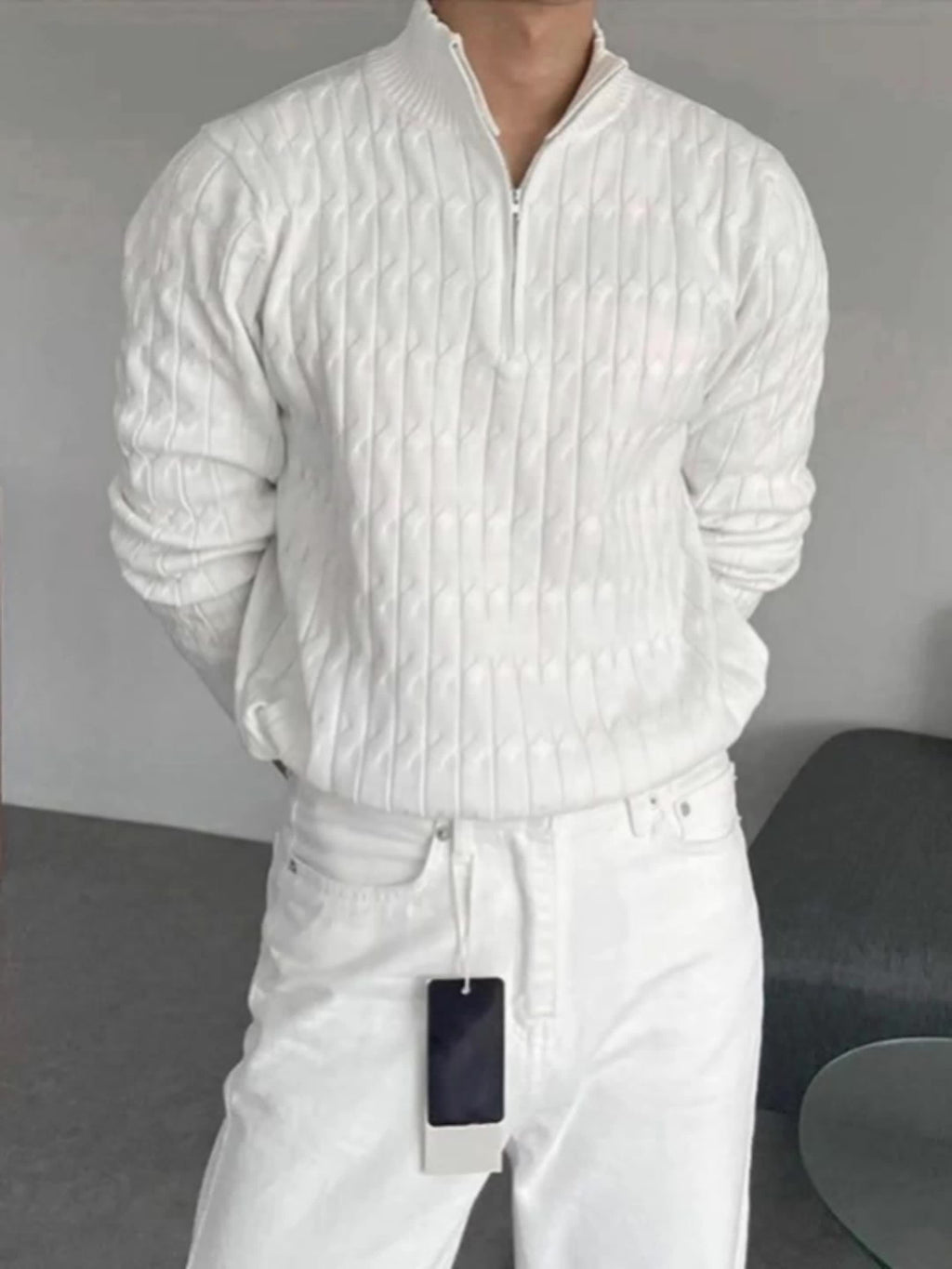 Men's Textured Half-Zip Sweater